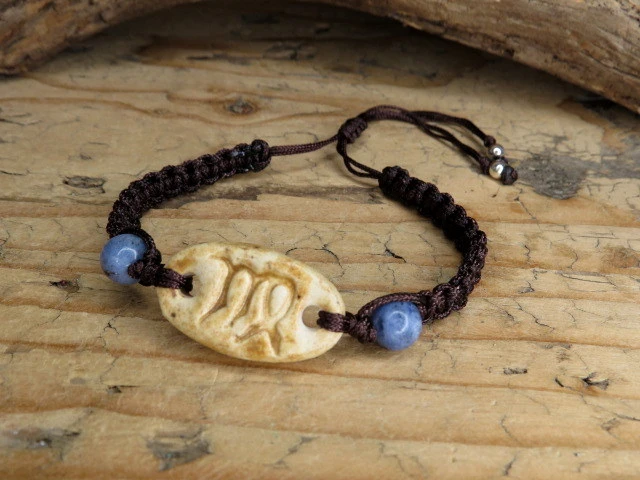 Bransoletka zodiakalna Panna – ceramika i kamienie - makrama