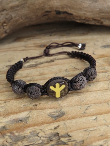 Bransoletka ochronna z lawy wulkanicznej z runą algiz