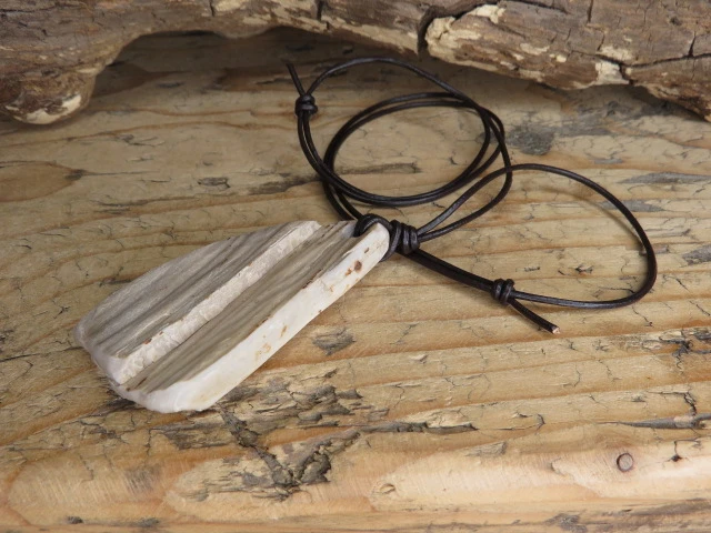 Skamieniałe drewno * wisior na rzemieniu