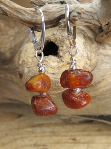 Kolczyki z naturalnego bursztynu bałtyckiego