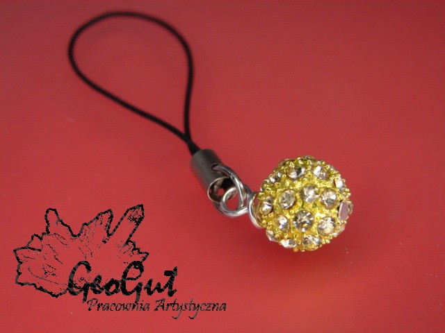 Shamballa złota * zawieszka do komórki