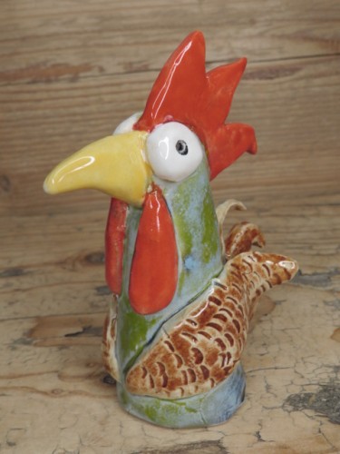 kogut – ręcznie wykonana figurka ceramiczna