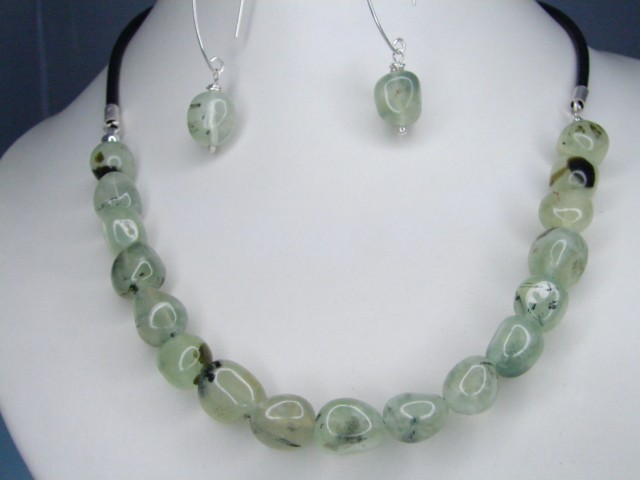 prehnit * naszyjnik, kolczyki