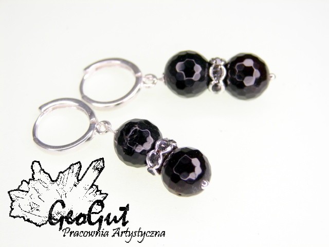 Srebrne kolczyki z obsydianu