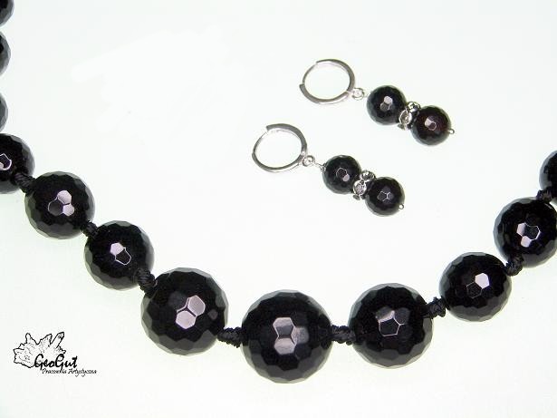 obsydian * komplet naszyjnik i kolczyki 