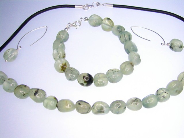 prehnit * naszyjnik, kolczyki, bransoletka