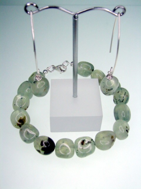 prehnit * kolczyki, bransoletka